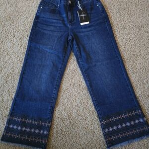 Flamingals Embroidered Blue Jeans NWT Size S